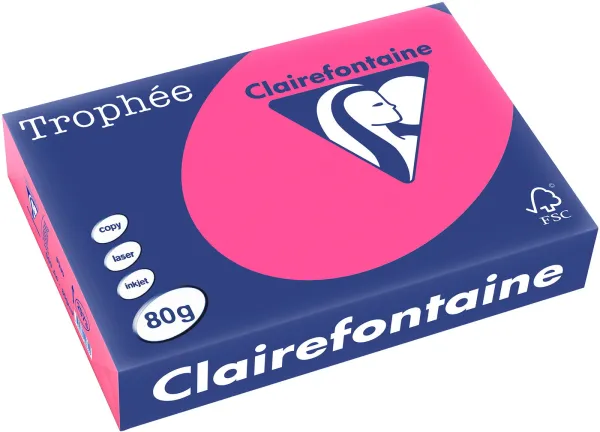 Q-connect Trophee kopieerpapier A4 80g fluo roze 500 vellen