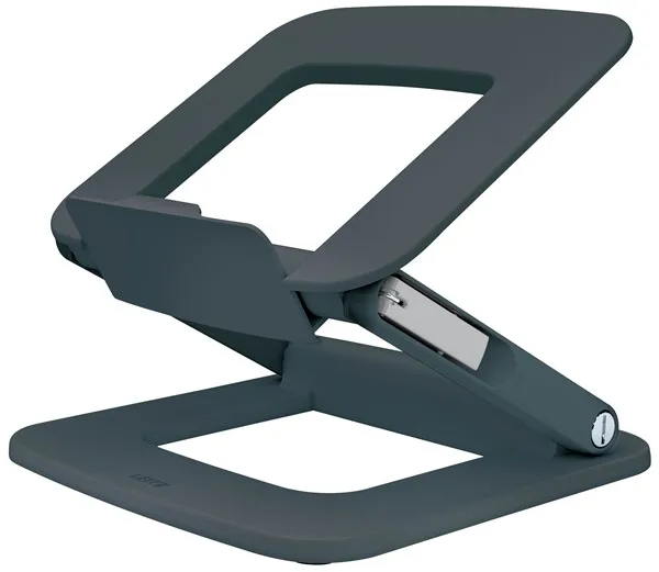 Leitz Ergo verstelbare laptopstandaard met meerdere hoeken, 80 % gerecycleerd plastic, donkergrijs