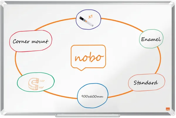 Nobo Premium Plus geëmailleerd whiteboard 90x60cm wit