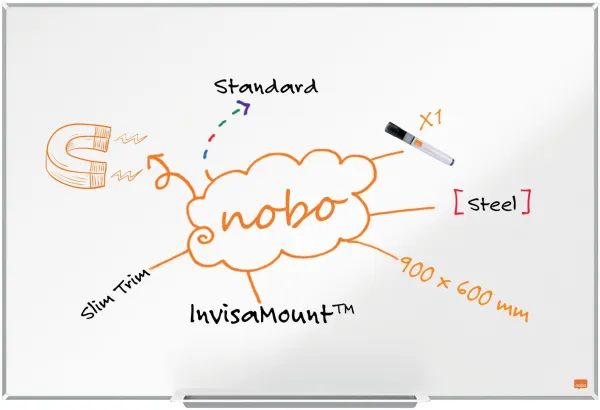 Nobo Impression Pro stalen whiteboard 90x60cm wit