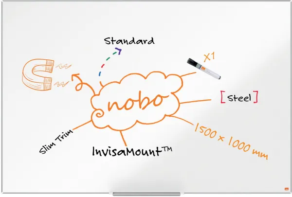 Nobo Impression Pro stalen whiteboard 150x100cm wit