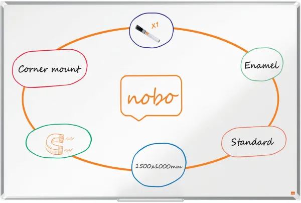 Nobo Premium Plus geëmailleerd whiteboard 150x100cm wit